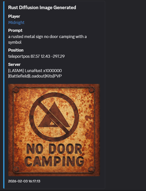RustDiffusion plugin - Rust Diffusion brings the power of state-of-the-art AI image generation directly to your Rust server. screenshot 2