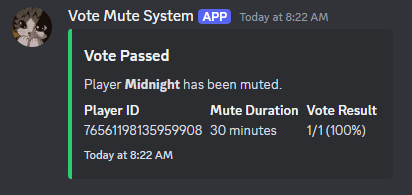 VoteMute plugin - Democratic mute system allowing players to vote on temporarily muting disruptive players. screenshot 1